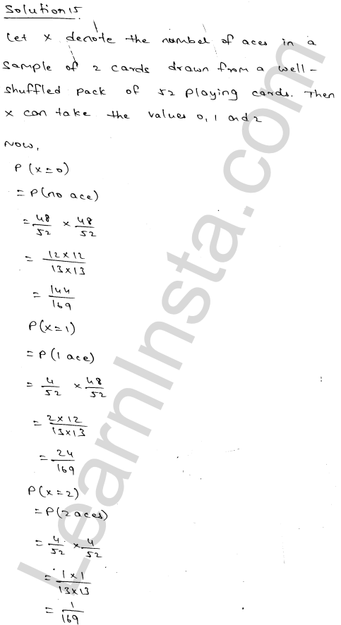 RD Sharma Class 12 Solutions Chapter 32 Mean and variance of a random variable Ex 32.1 1.22