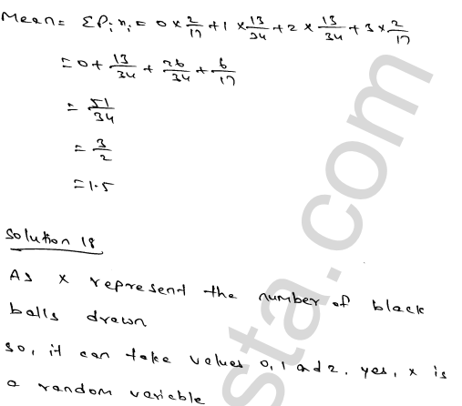 RD Sharma Class 12 Solutions Chapter 32 Mean and variance of a random variable Ex 32.2 1.34