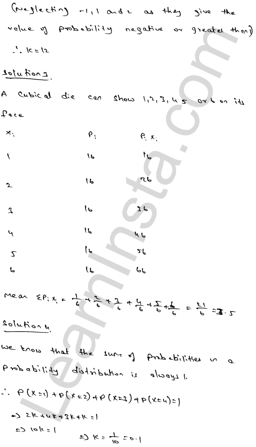 RD Sharma Class 12 Solutions Chapter 32 Mean and variance of a random variable VSAQ 1.2