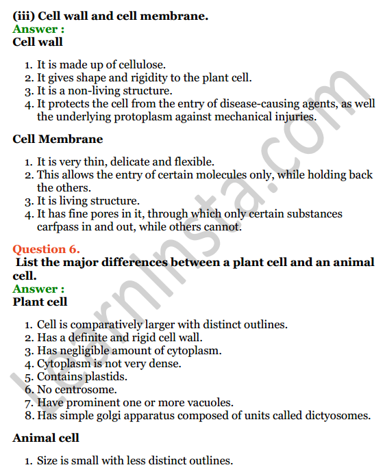 Selina Concise Biology Class 6 ICSE Solutions Chapter 3 Cell - The Structure and Functions 4