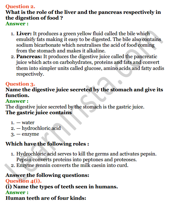 Selina Concise Biology Class 6 ICSE Solutions Chapter 4 Digestive System 7