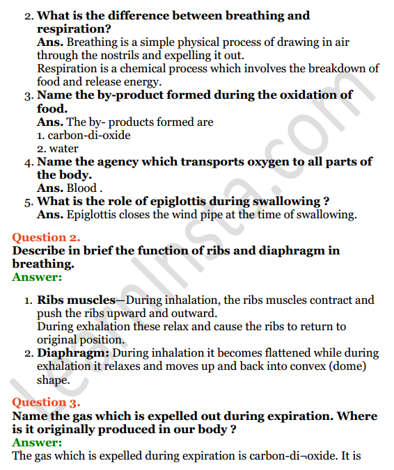 Selina Concise Biology Class 6 ICSE Solutions Chapter 5 Respiratory System 2
