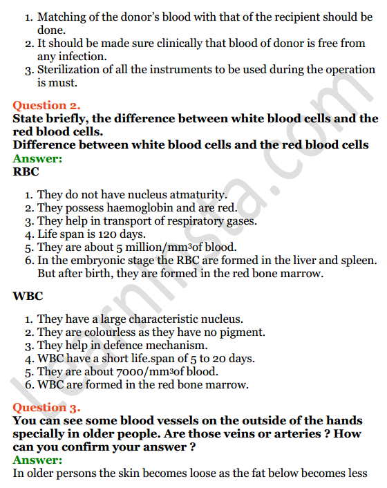 Selina Concise Biology Class 6 ICSE Solutions Chapter 6 The Circulatory System 8