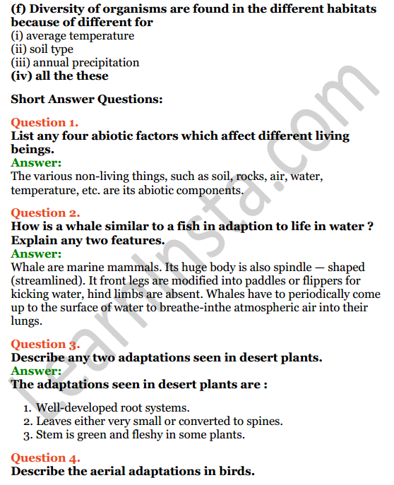 Selina Concise Biology Class 6 ICSE Solutions Chapter 8 Habitat and Adaptation 2