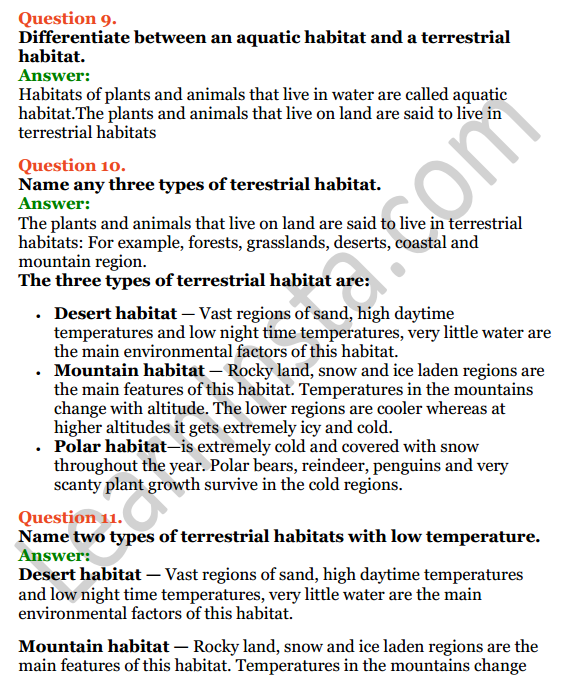 Selina Concise Biology Class 6 ICSE Solutions Chapter 8 Habitat and Adaptation 5