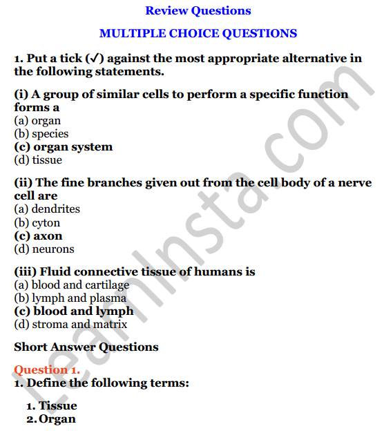 Selina Concise Biology Class 7 ICSE Solutions Chapter 1 Plant And Animal Tissues 1