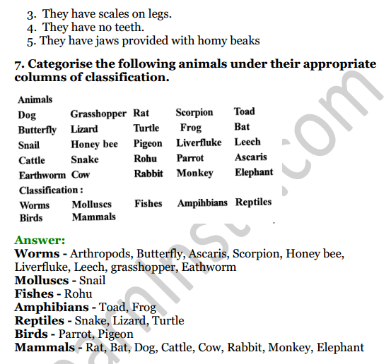 Selina Concise Biology Class 7 ICSE Solutions Chapter 3 Classification of Animals 5