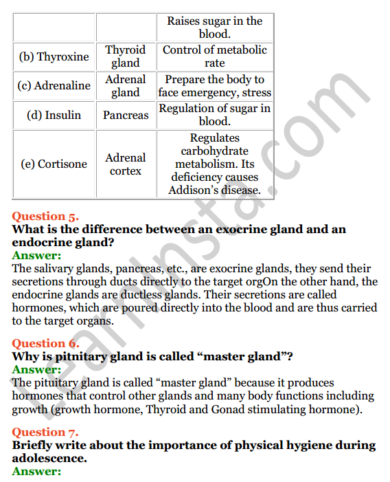 Selina Concise Biology Class 8 ICSE Solutions Chapter 5 Endocrine System and Adolescence 5