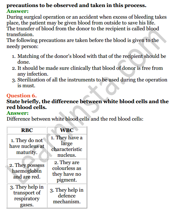 Selina Concise Biology Class 8 ICSE Solutions Chapter 6 The Circulatory System 10