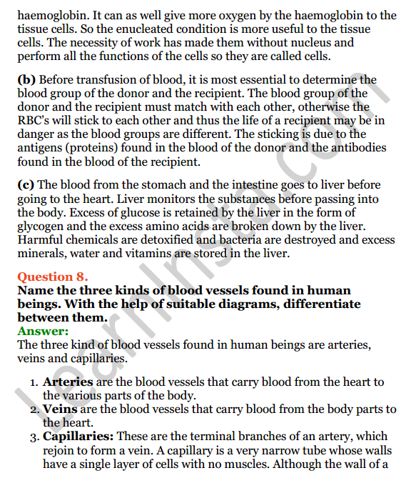 Selina Concise Biology Class 8 ICSE Solutions Chapter 6 The Circulatory System 12
