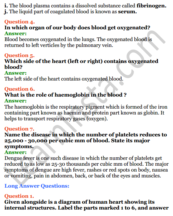 Selina Concise Biology Class 8 ICSE Solutions Chapter 6 The Circulatory System 6