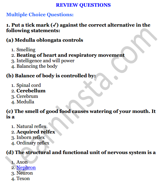 Selina Concise Biology Class 8 ICSE Solutions Chapter 7 Nervous System 1