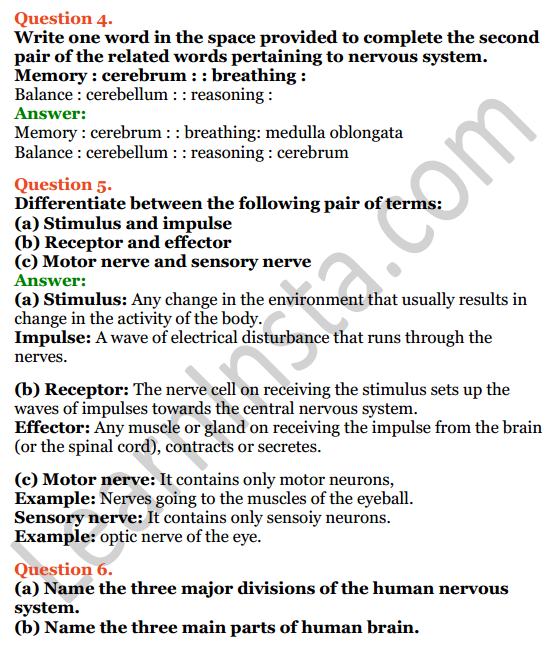 Selina Concise Biology Class 8 ICSE Solutions Chapter 7 Nervous System 3