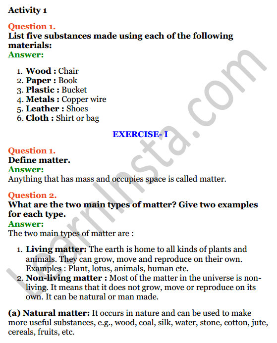 Selina Concise Chemistry Class 6 ICSE Solutions Chapter 3 Matter 1