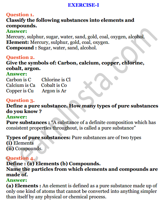 Selina Concise Chemistry Class 6 ICSE Solutions Chapter 4 Elements, Compounds, Symbols And Formulae 1