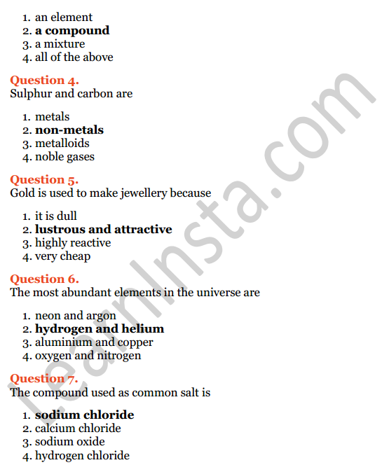 Selina Concise Chemistry Class 6 ICSE Solutions Chapter 4 Elements, Compounds, Symbols And Formulae 15