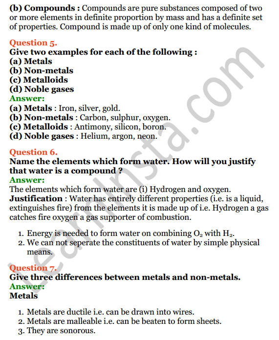 Selina Concise Chemistry Class 6 ICSE Solutions Chapter 4 Elements, Compounds, Symbols And Formulae 2