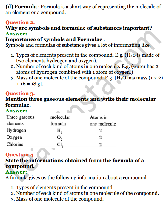 Selina Concise Chemistry Class 6 ICSE Solutions Chapter 4 Elements, Compounds, Symbols And Formulae 6