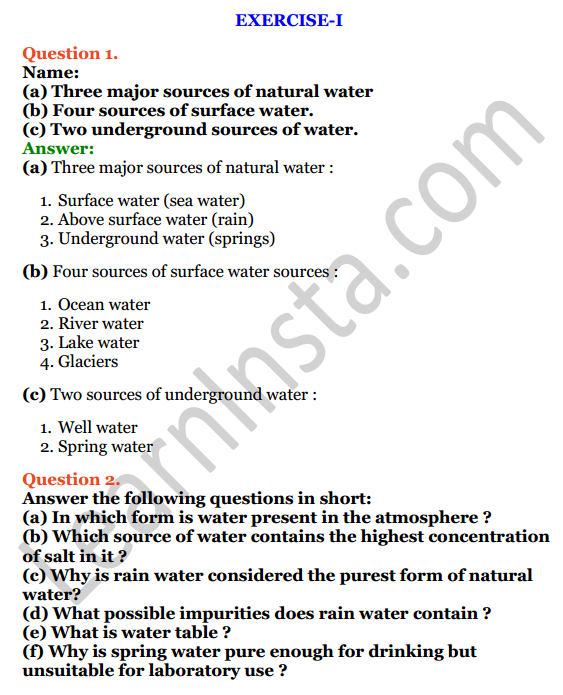 Selina Concise Chemistry Class 6 ICSE Solutions Chapter 7 Water 1
