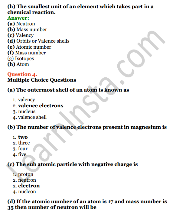 Selina Concise Chemistry Class 8 ICSE Solutions Chapter 4 Atomic Structure 2