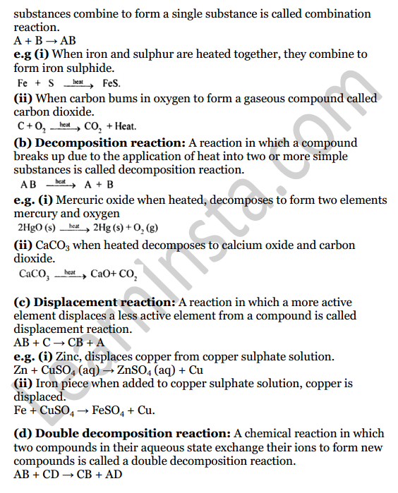 Selina Concise Chemistry Class 8 ICSE Solutions Chapter 6 Chemical Reactions 10