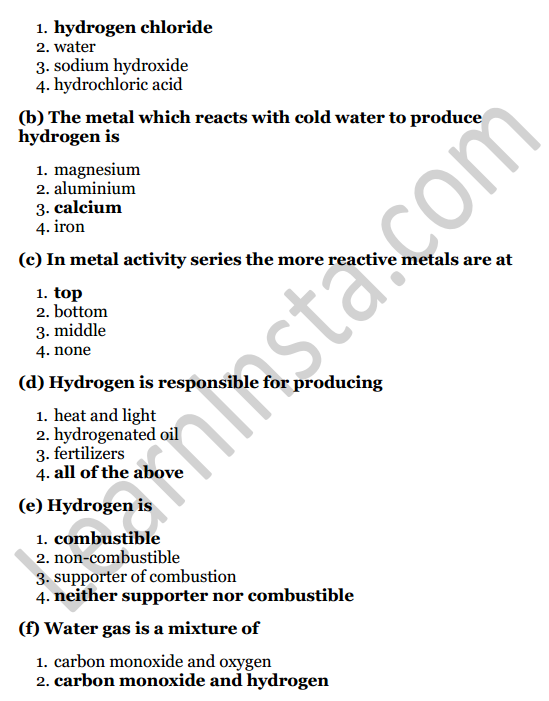 Selina Concise Chemistry Class 8 ICSE Solutions Chapter 7 Hydrogen 10
