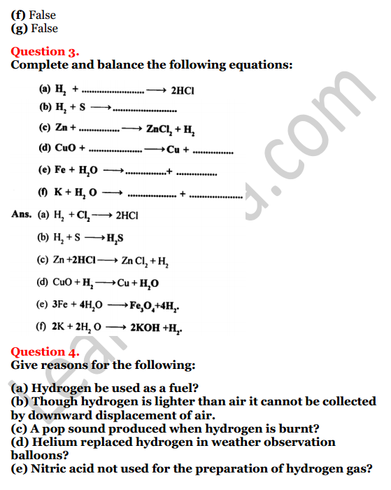 Selina Concise Chemistry Class 8 ICSE Solutions Chapter 7 Hydrogen 2