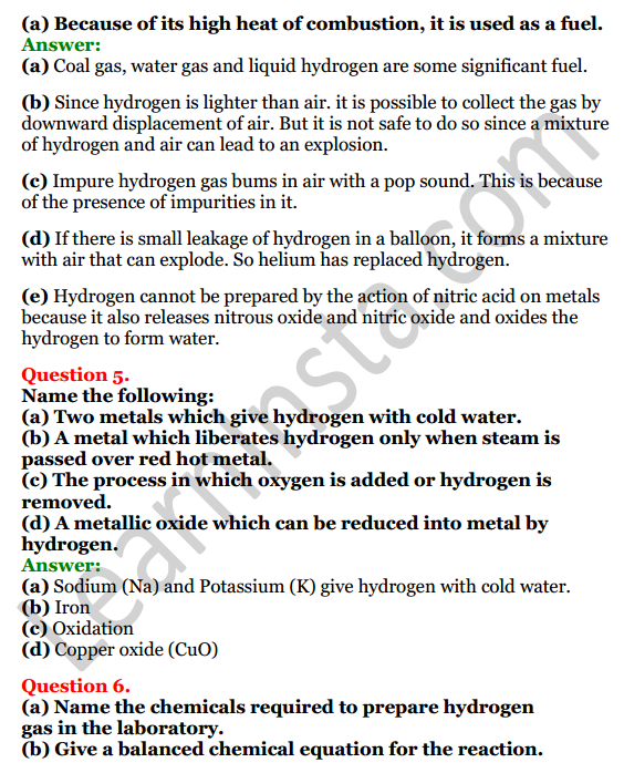 Selina Concise Chemistry Class 8 ICSE Solutions Chapter 7 Hydrogen 3