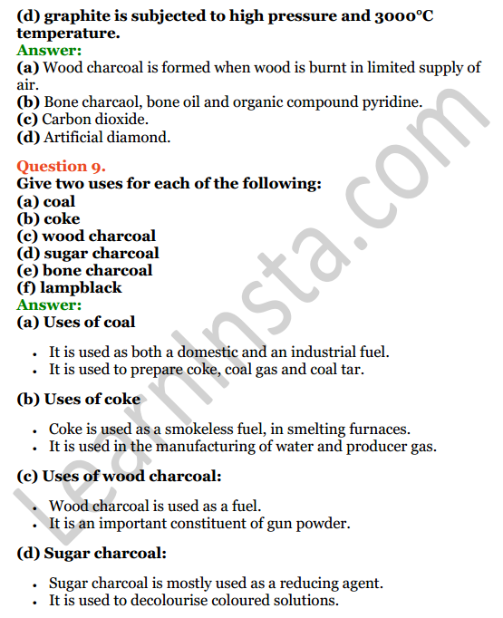 Selina Concise Chemistry Class 8 ICSE Solutions Chapter 9 Carbon and Its Compounds 10