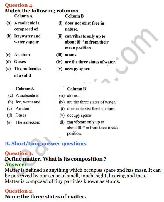 Selina Concise Physics Class 6 ICSE Solutions Chapter 1 Matter 3