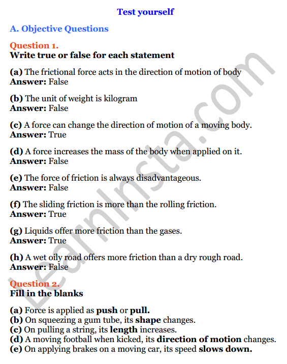 Selina Concise Physics Class 6 ICSE Solutions Chapter 3 Force 1