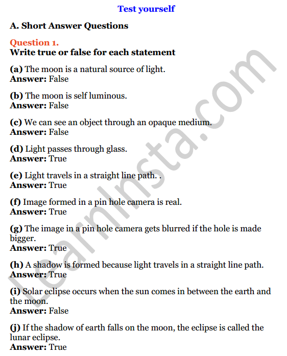 Selina Concise Physics Class 6 ICSE Solutions Chapter 5 Light 1