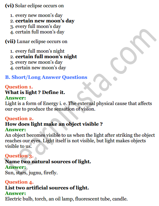 Selina Concise Physics Class 6 ICSE Solutions Chapter 5 Light 4
