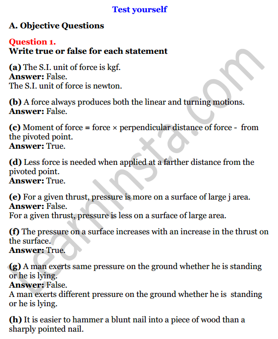 Selina Concise Physics Class 8 ICSE Solutions Chapter 3 Force and Pressure 1