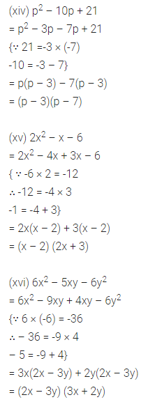 ML Aggarwal Class 8 Solutions for ICSE Maths Chapter 11 Factorisation Check Your Progress 6