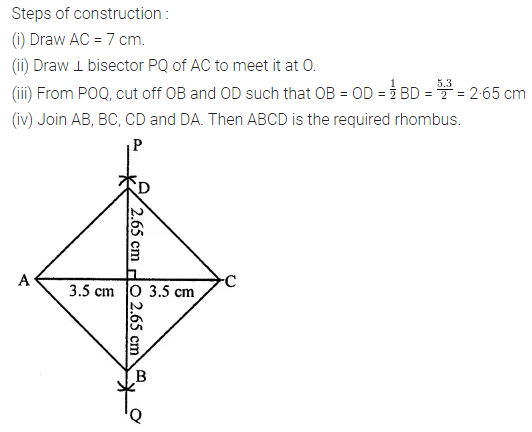 ML Aggarwal Class 8 Solutions for ICSE Maths Chapter 14 Constructions of Quadrilaterals Check Your Progress 11