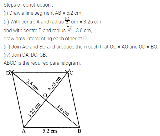 ML Aggarwal Class 8 Solutions for ICSE Maths Chapter 14 Constructions of Quadrilaterals Check Your Progress 6