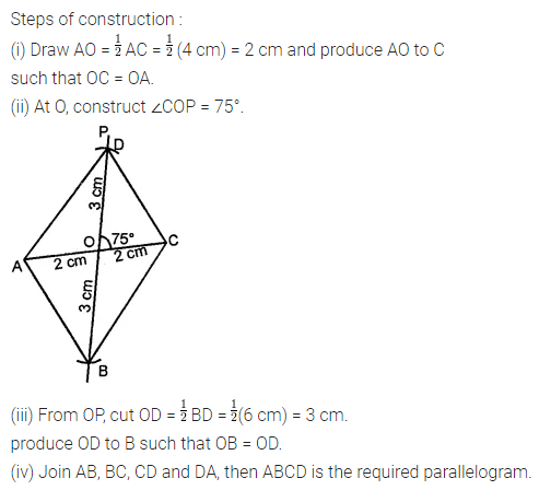 ML Aggarwal Class 8 Solutions for ICSE Maths Chapter 14 Constructions of Quadrilaterals Check Your Progress 7