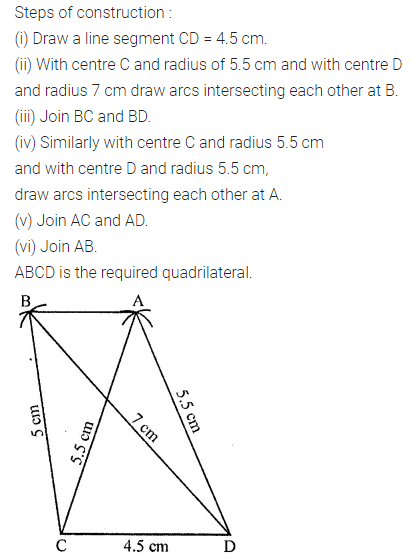ML Aggarwal Class 8 Solutions for ICSE Maths Chapter 14 Constructions of Quadrilaterals Ex 14.1 4