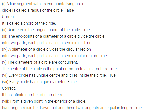 ML Aggarwal Class 8 Solutions for ICSE Maths Chapter 15 Circle Objective Type Questions 2