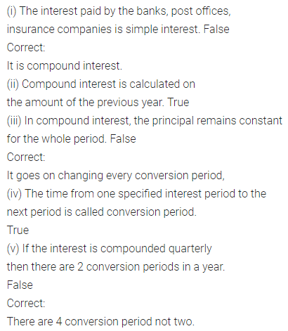 ML Aggarwal Class 8 Solutions for ICSE Maths Chapter 8 Simple and Compound Interest Objective Type Questions 2