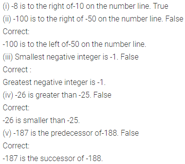 ML Aggarwal Class 6 Solutions for ICSE Maths Chapter 3 Integers Objective Type Questions 3