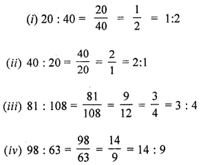 ML Aggarwal Class 6 Solutions for ICSE Maths Chapter 8 Ratio and Proportion Ex 8.1 1