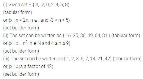 ML Aggarwal Class 7 Solutions for ICSE Maths Chapter 5 Sets Check Your Progress 1