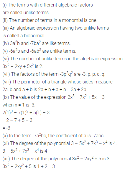 ML Aggarwal Class 7 Solutions for ICSE Maths Chapter 8 Algebraic Expressions Objective Type Questions 1