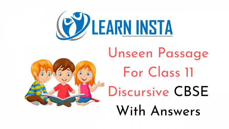 Unseen Passage For Class 11 Discursive CBSE With Answers – NCERT MCQ