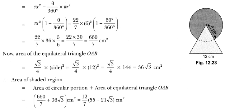 Areas Related to Circles Class 10 Extra Questions Maths Chapter 12 with Solutions Answers 42