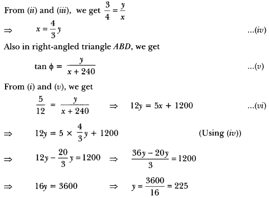 Some Applications of Trigonometry Class 10 Extra Questions Maths Chapter 9 with Solutions Answers 33