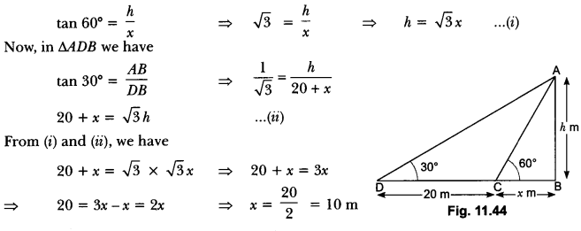 Some Applications of Trigonometry Class 10 Extra Questions Maths Chapter 9 with Solutions Answers 40