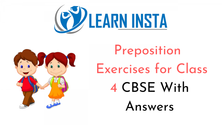Online Education Preposition Exercises for Class 4 CBSE With Answers ...